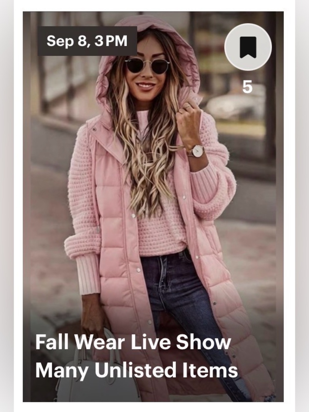 Tuesday Sept 8 Fall Wear Show @ 3 pm PT